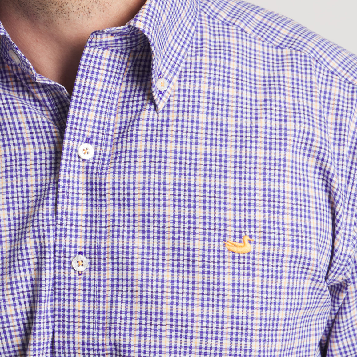 Purple & Yellow Gingham | On Model | Detail