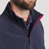 Navy With Red | On Model Collar Details