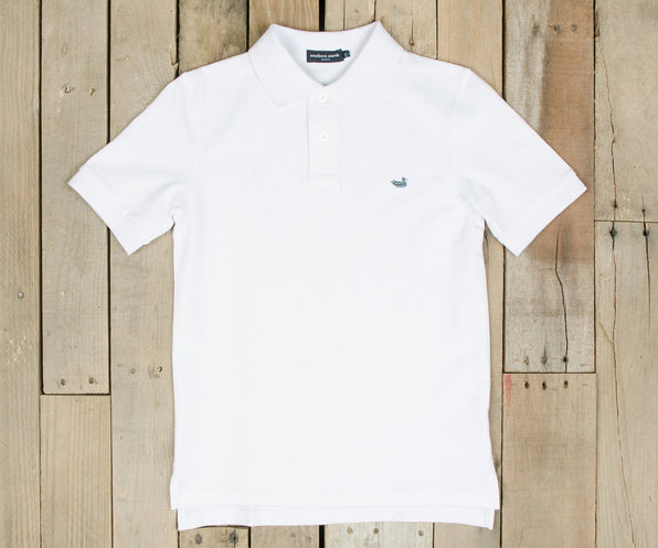 White with French Blue Duck | Youth Stonewall Polo